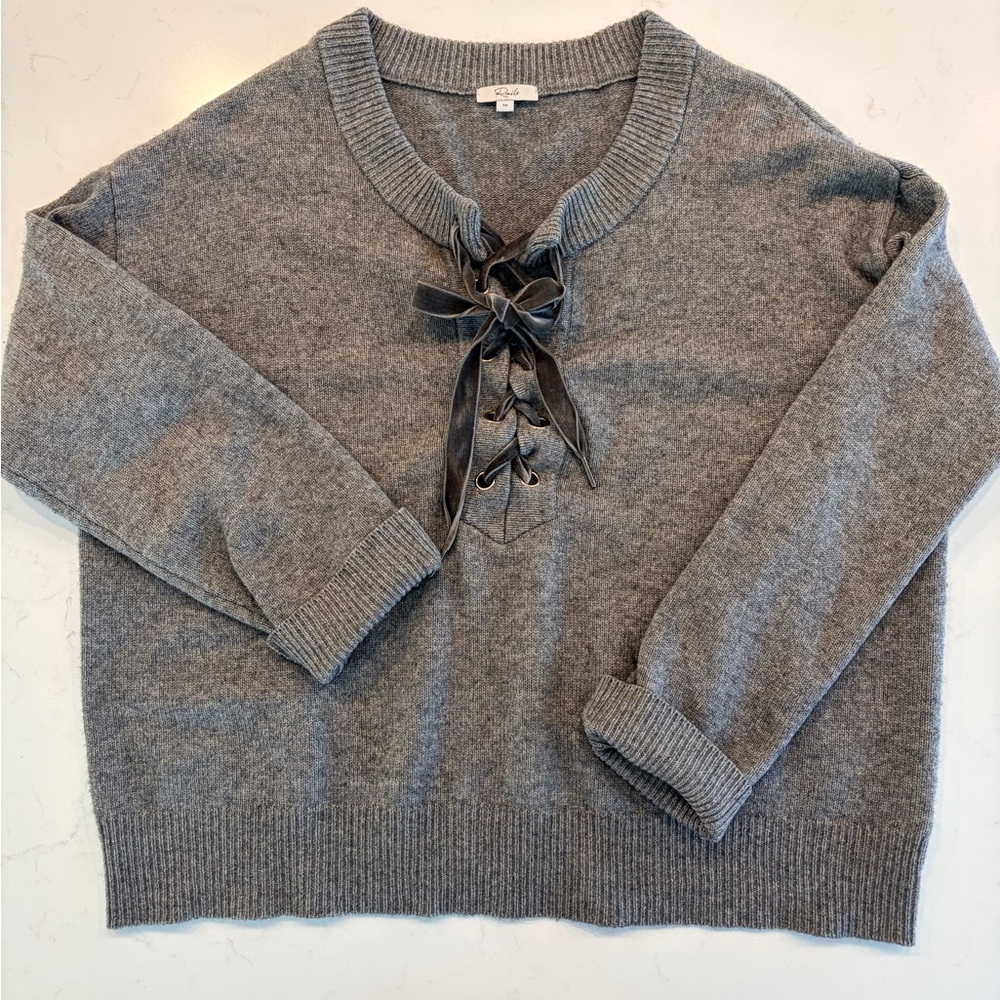 Rails Gray Lace-Up Sweater